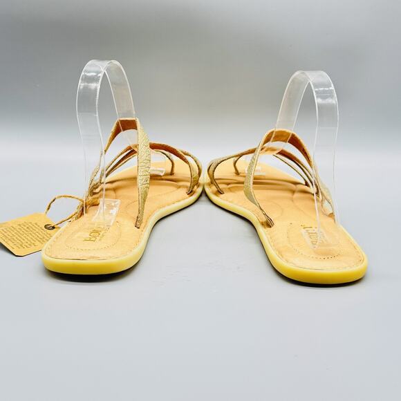 Born Shoes Womens 10 Gold Strappy Leather Sandals Comfort Flat F68110 Summer - Picture 6 of 11